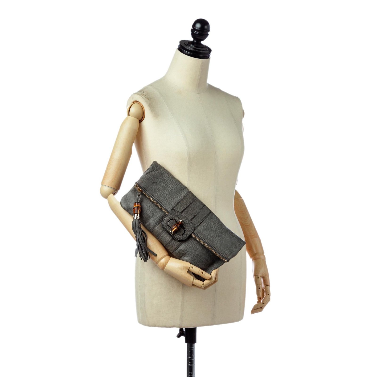 Gucci Bamboo Lucy Leather Clutch Bag - Image 6