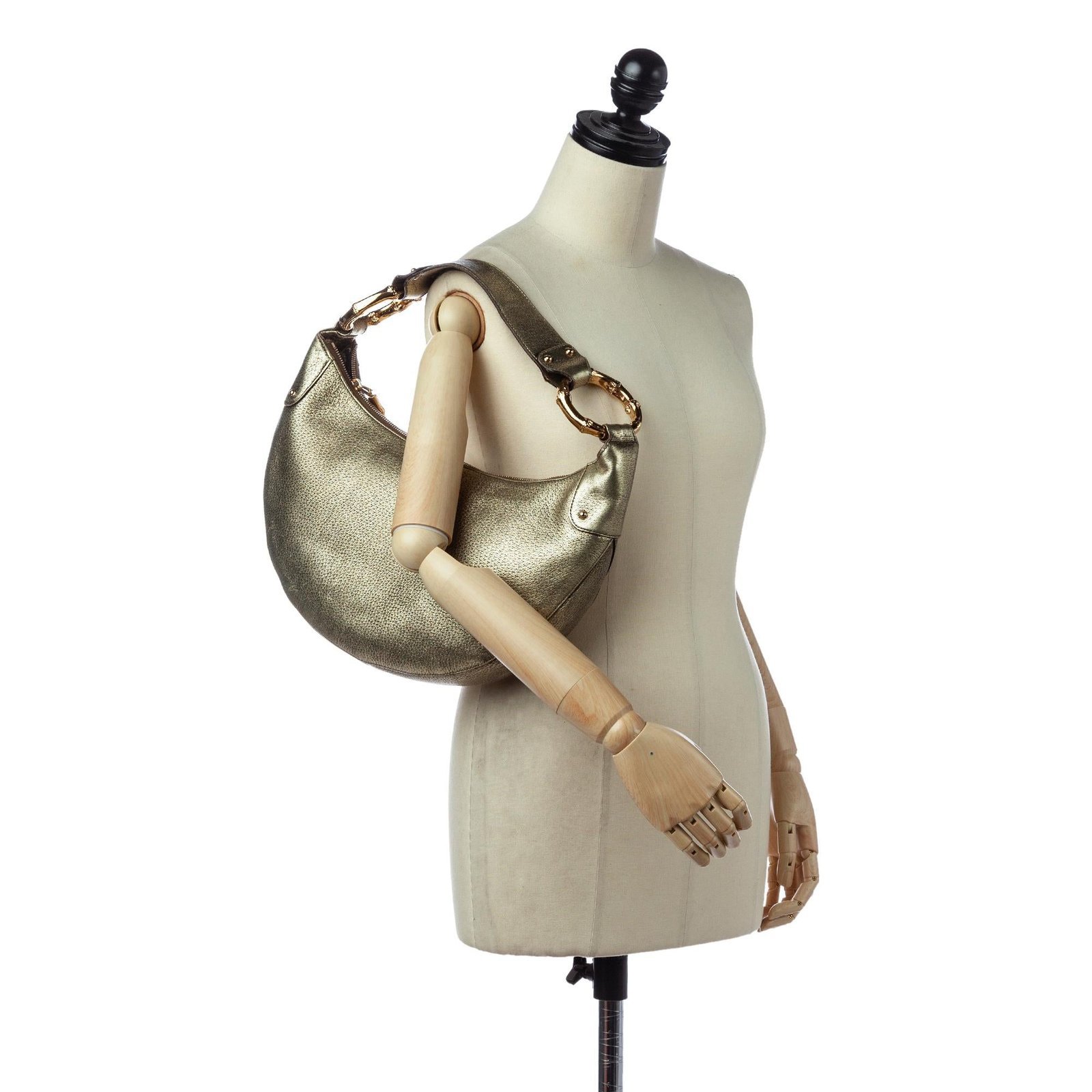 Gucci Bamboo Ring Leather Hobo Bag - Image 5