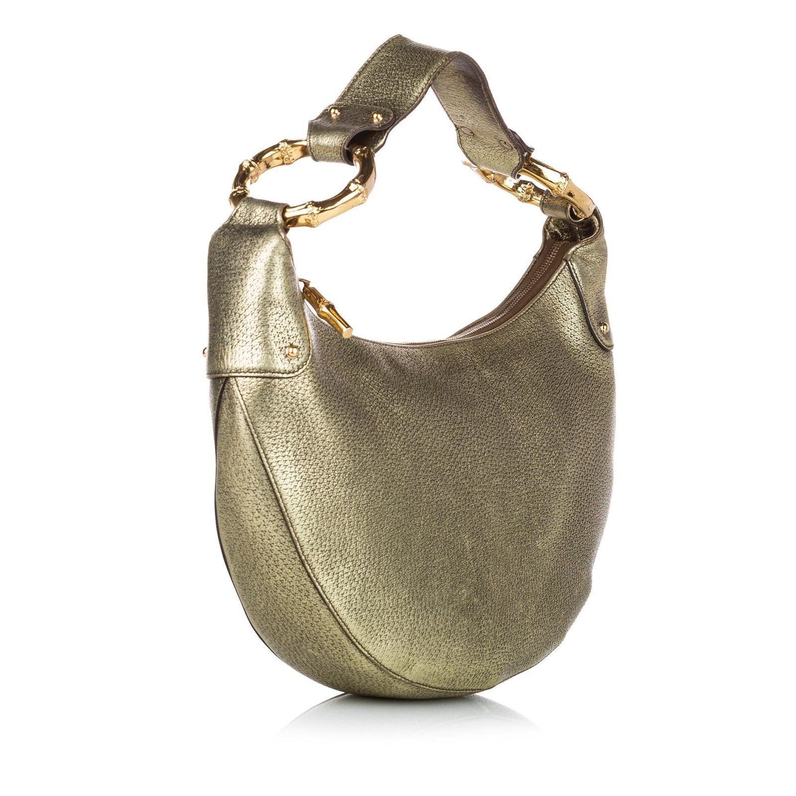 Gucci Bamboo Ring Leather Hobo Bag - Image 2