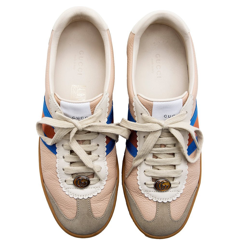 Gucci Calfskin Retro Web Low Top Sneakers - Size 8.5 / 38.5 - Image 4
