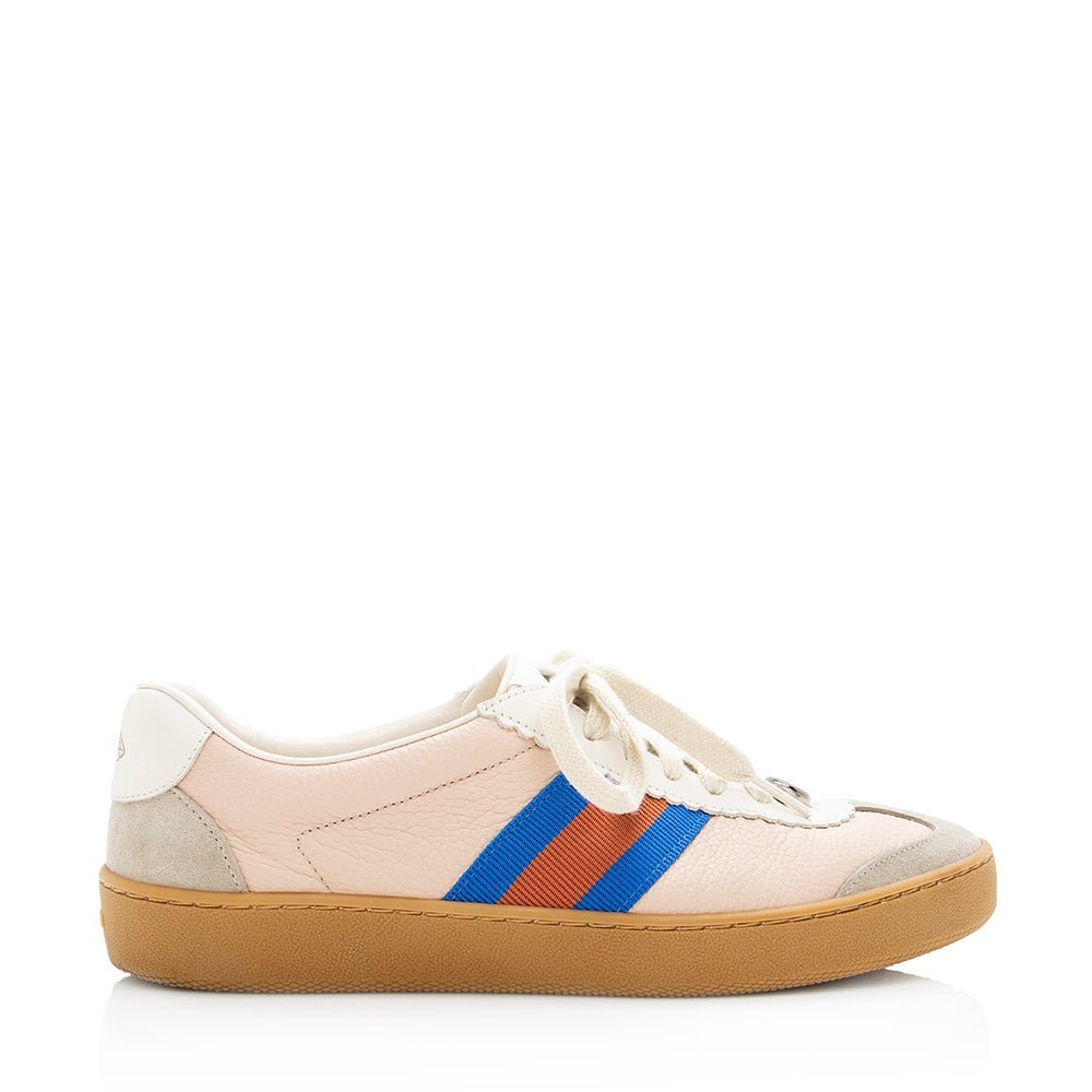 Gucci Calfskin Retro Web Low Top Sneakers - Size 8.5 / 38.5