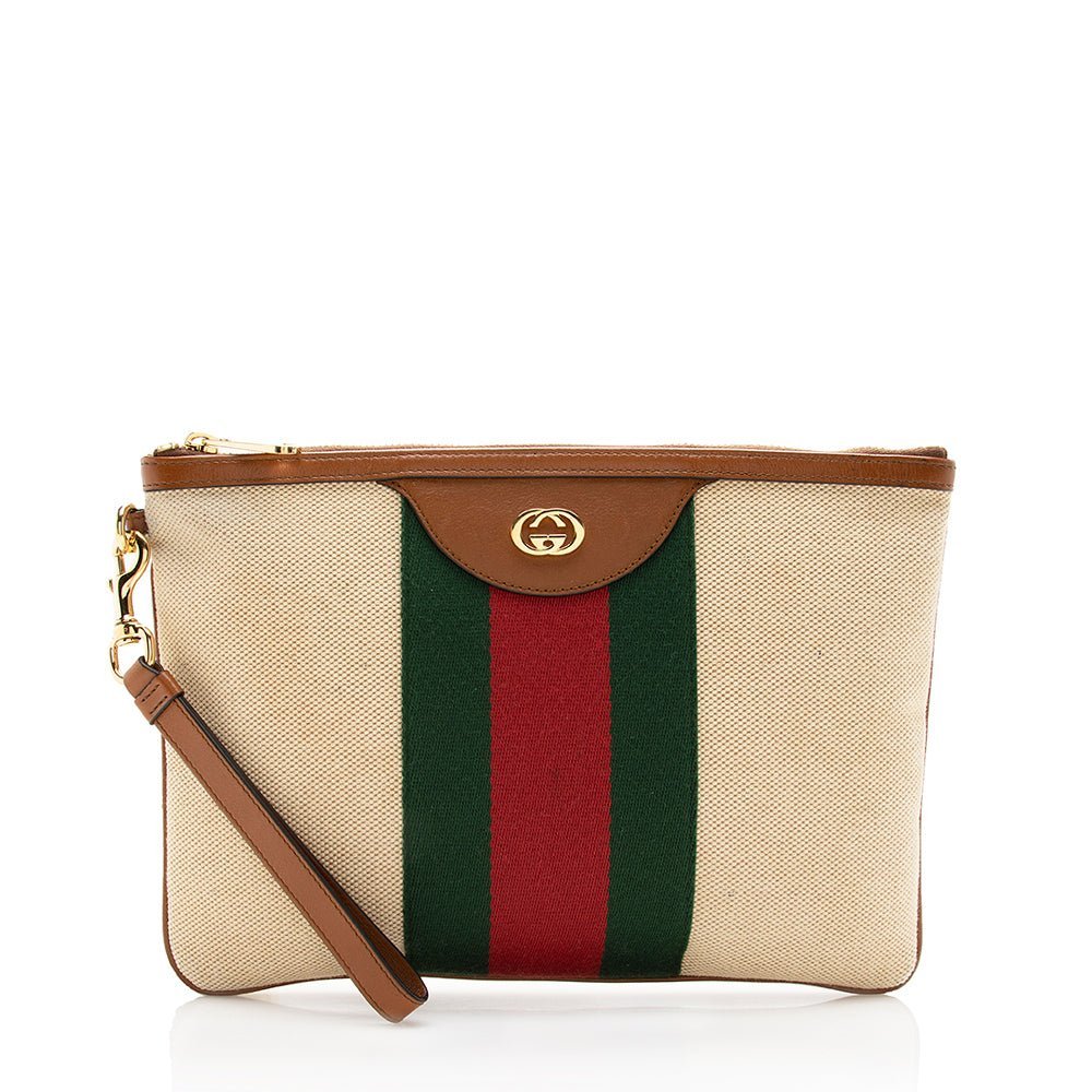 Gucci Canvas Vintage Web Wristlet