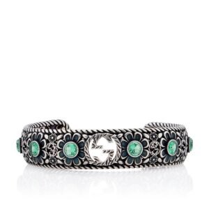 Gucci Crystal Floral Interlocking GG Cuff