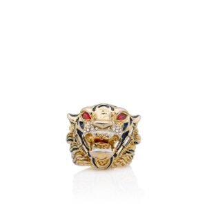 Gucci Crystal Tiger Head Ring - Size 6