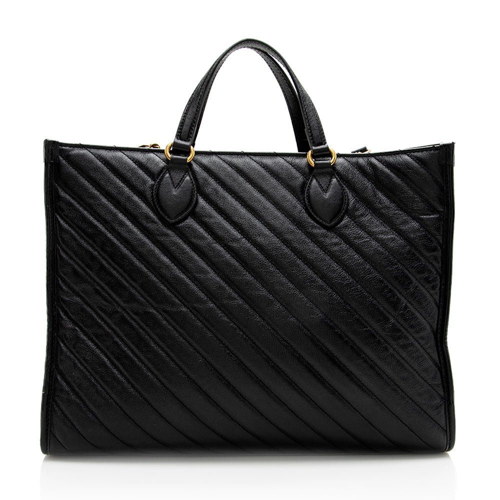 Gucci Diagonal Matelasse Leather GG Marmont Tote - Image 3