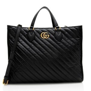 Gucci Diagonal Matelasse Leather GG Marmont Tote