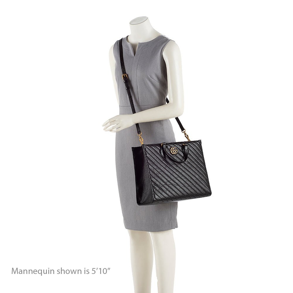 Gucci Diagonal Matelasse Leather GG Marmont Tote - Image 5