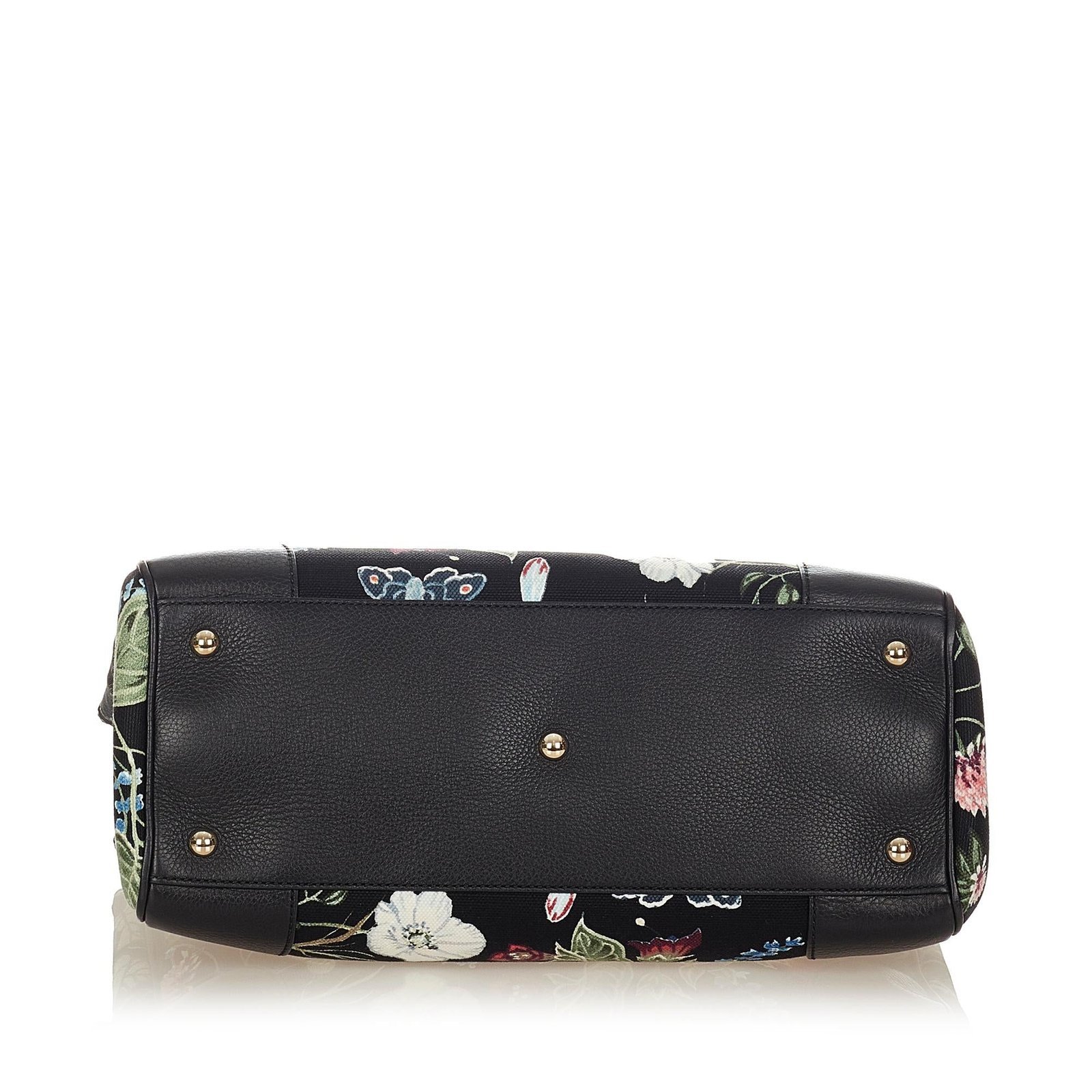 Gucci Flora Knight Bamboo Shopper Canvas Satchel - Image 4