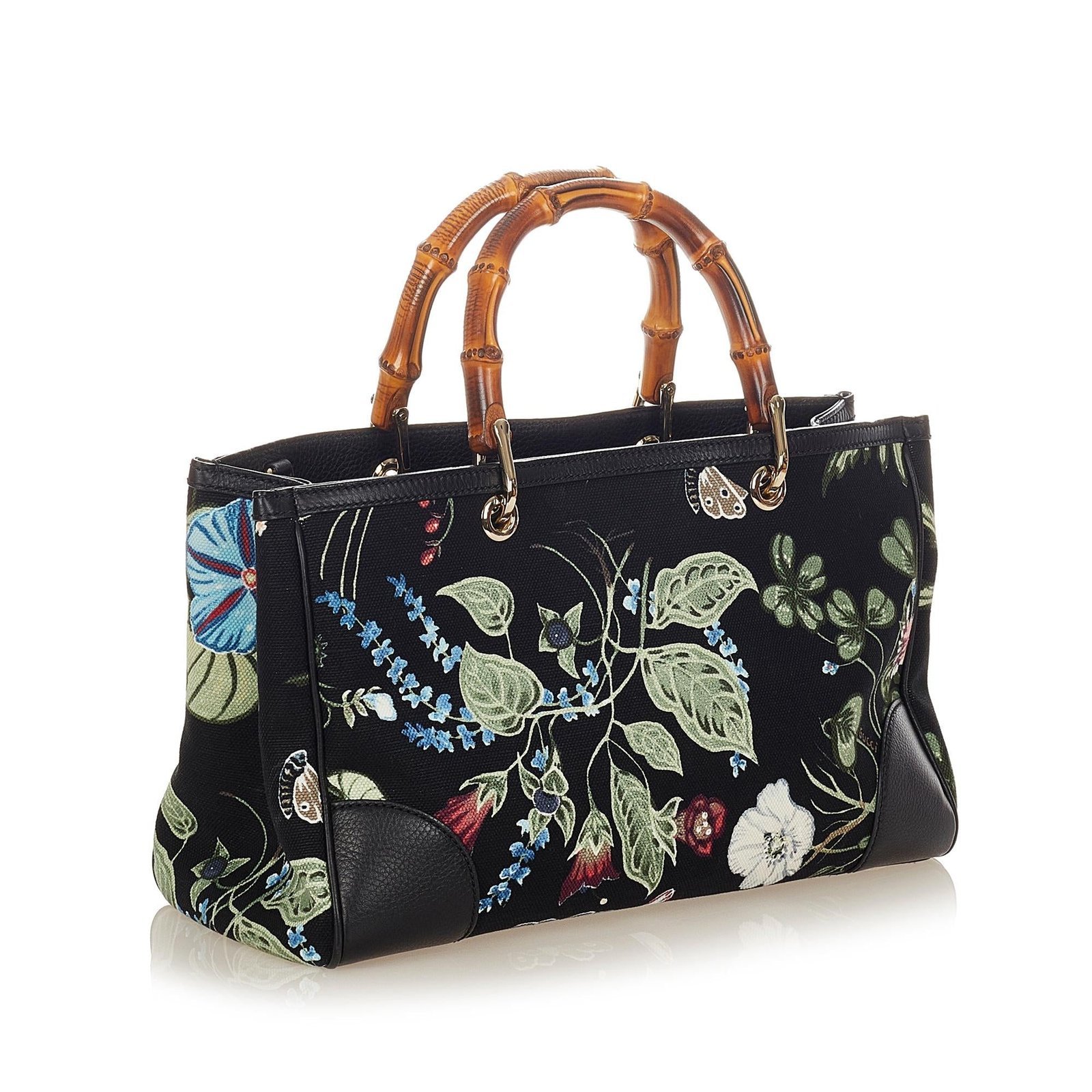 Gucci Flora Knight Bamboo Shopper Canvas Satchel - Image 2