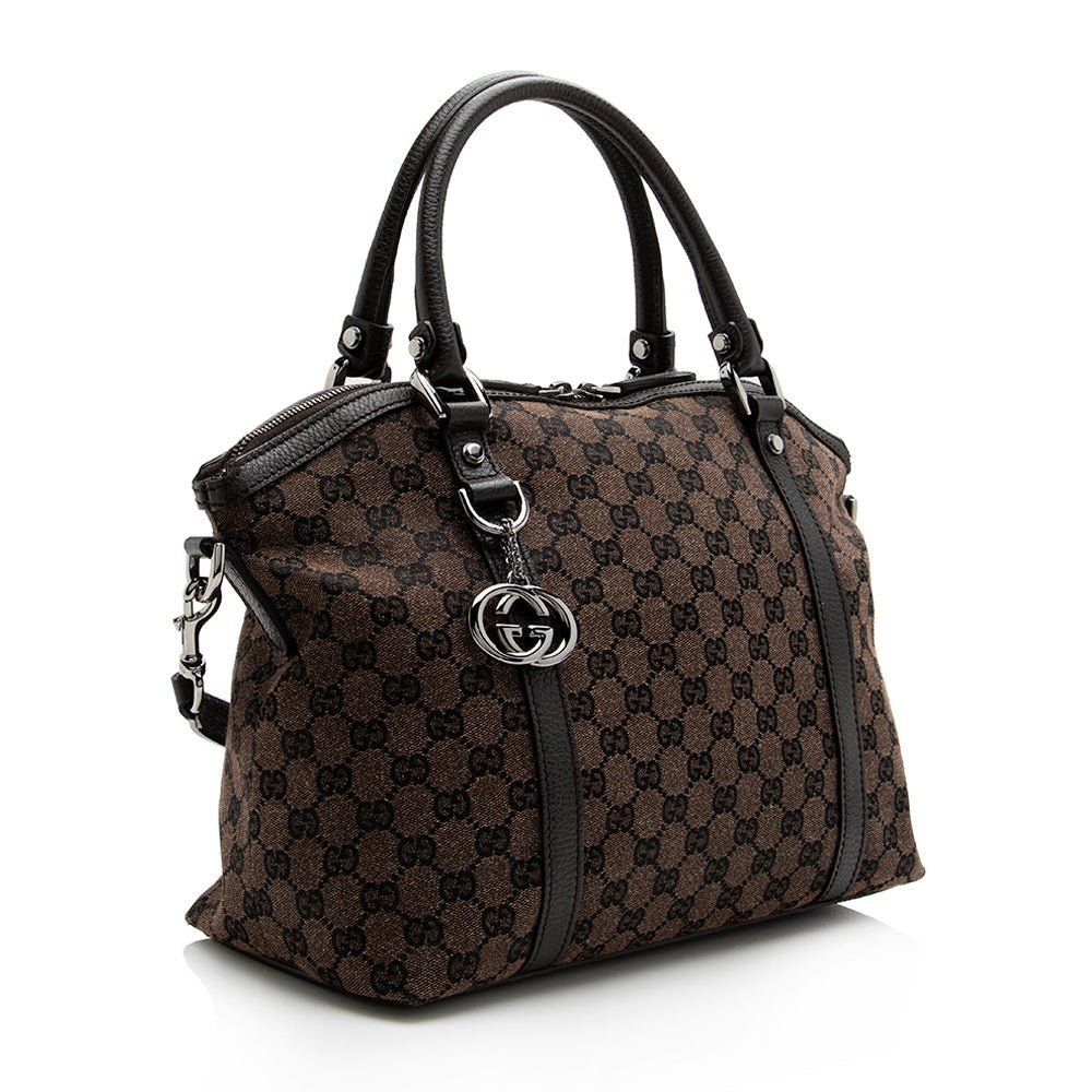 Gucci GG Denim Dome Satchel - Image 2