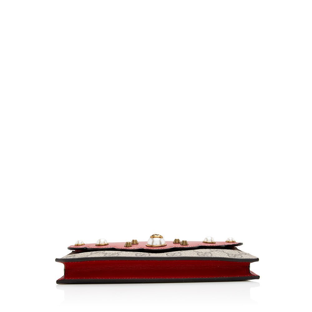 Gucci GG Supreme Peony Mini Wallet on Chain Bag - Image 4