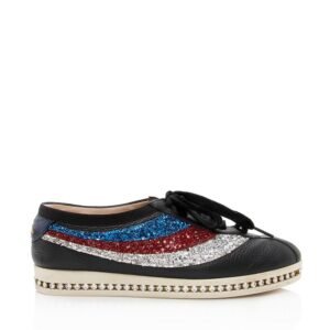 Gucci Glitter Calfskin Sylvie Web Falacer Sneakers - Size 6.5 / 36.5