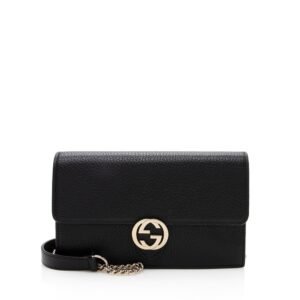 Gucci Grained Calfskin Interlocking G Chain Wallet