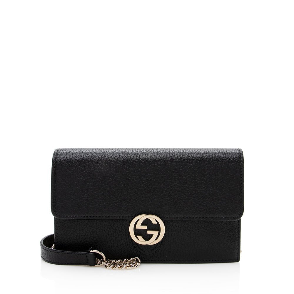 Gucci Grained Calfskin Interlocking G Chain Wallet