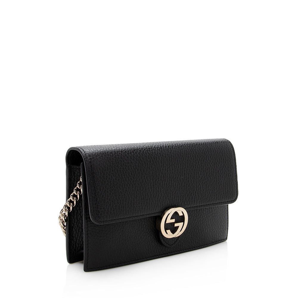 Gucci Grained Calfskin Interlocking G Chain Wallet - Image 2