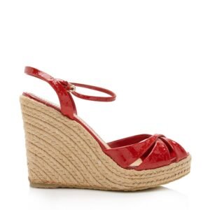 Gucci Guccissima Patent Strappy Espadrille Wedge - SIze 7.5 / 37.5