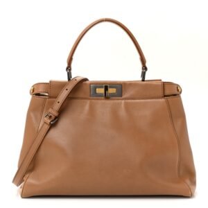 Fendi Vitello Seta Shiny Nappa Elaphe Medium Peekaboo Iconic Satchel