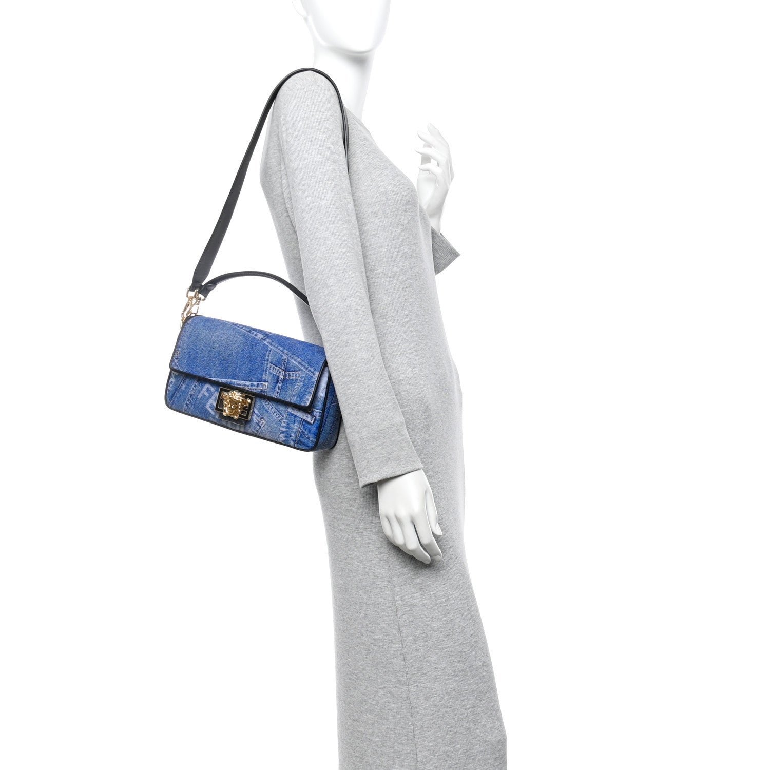 Fendi x Versace Denim Fendace Patchwork Baguette - Image 2