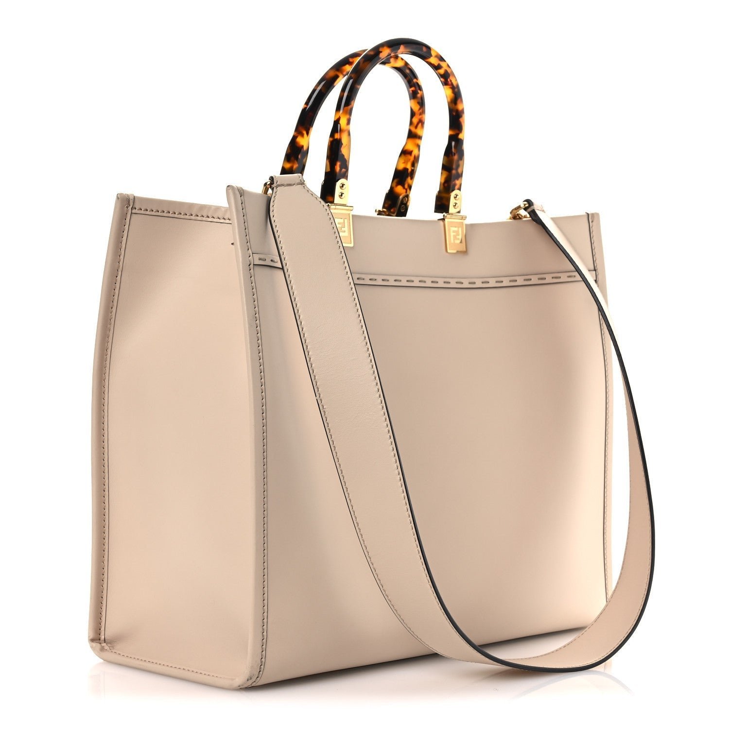 Fendi Vitello King Plexiglass Logo Embossed Medium Fendi Sunshine Shopper Tote - Image 3