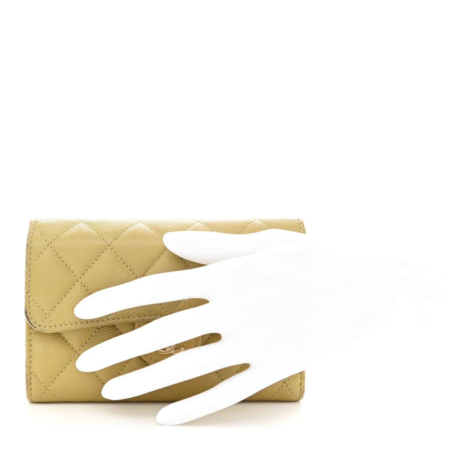 Caviar Quilted Medium Flap Wallet Beige - Image 2