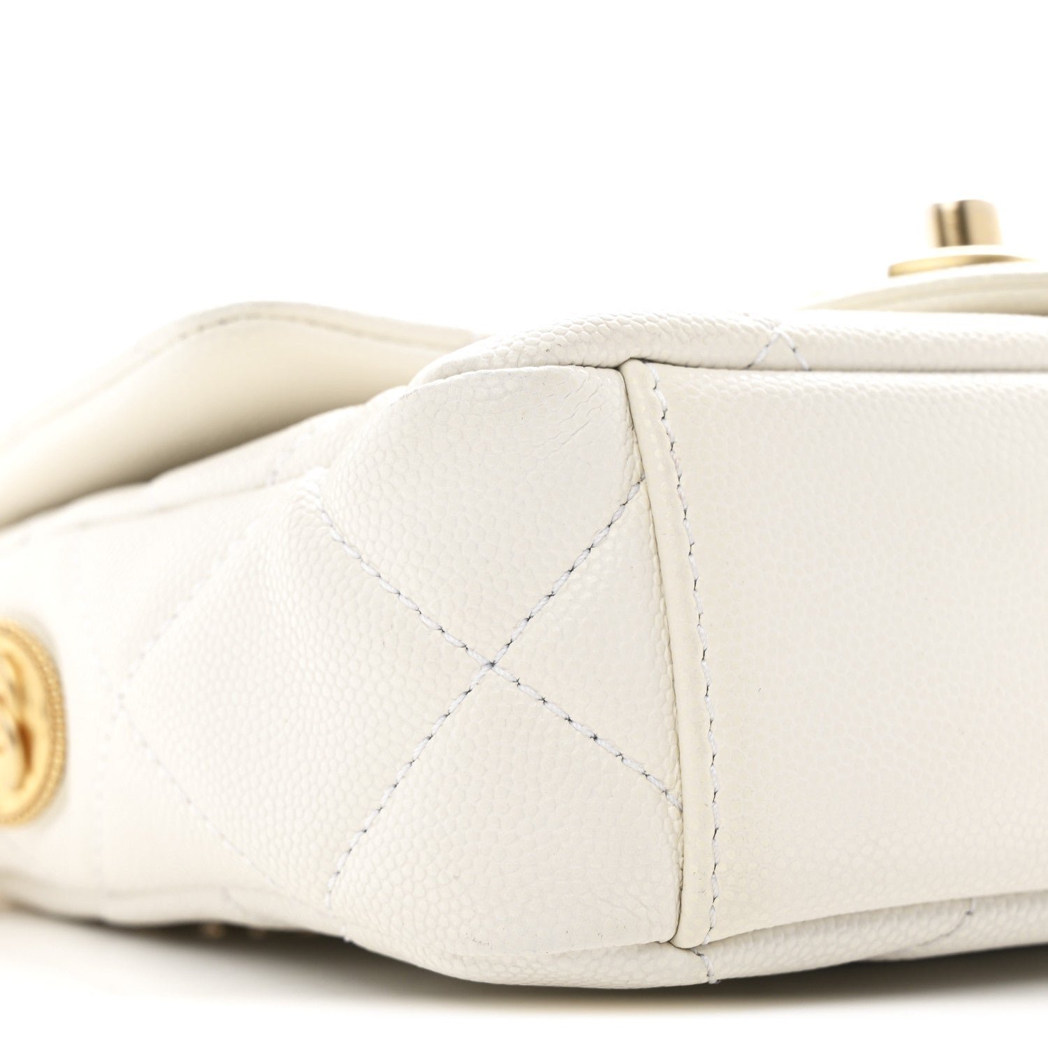 Caviar Quilted Mini Twist Your Buttons Flap White - Image 9