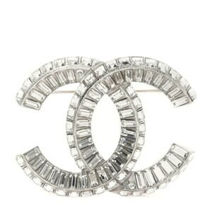 Baguette Crystal CC Brooch Silver