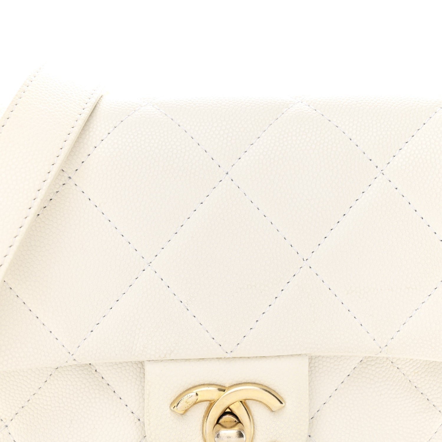Caviar Quilted Mini Twist Your Buttons Flap White - Image 8