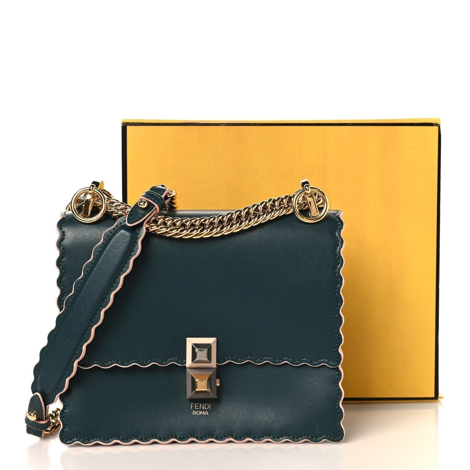 Fendi Vitello Liberty Scalloped Studded Small Kan I Shoulder Bag - Image 11