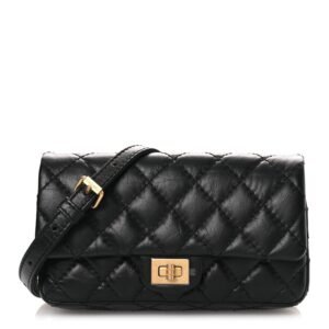 Aged Calfskin Quilted 2.55 Reissue Flap Belt Bag Clutch Black