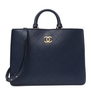 Bullskin Stitched Bi-Color Large Shopping Tote Blue