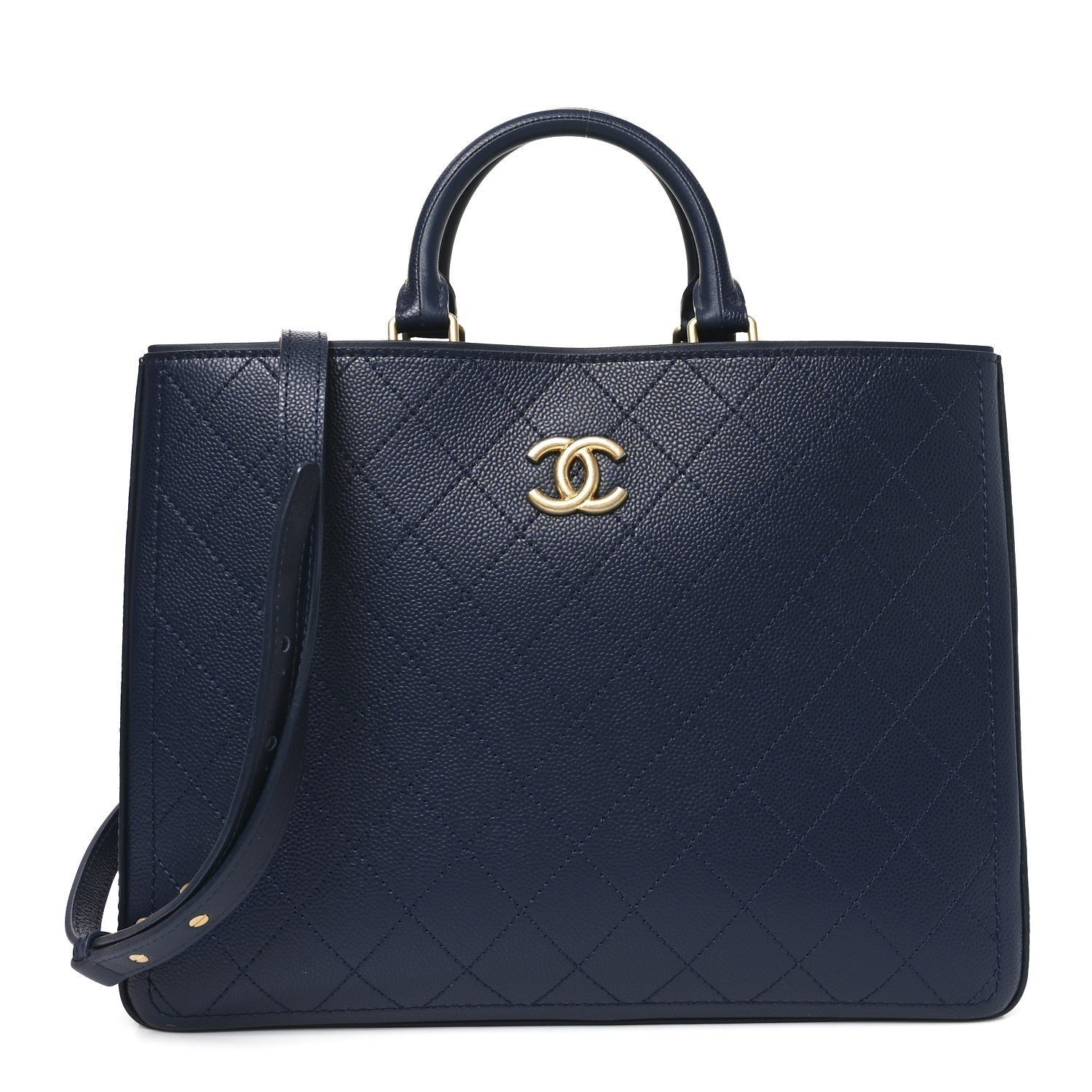 Bullskin Stitched Bi-Color Large Shopping Tote Blue