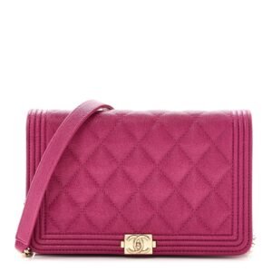 Caviar Quilted Boy Wallet On Chain WOC Fuchsia