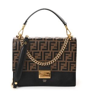 Fendi Vitello Liberty Bi-Color FF 1974 Embossed Chain Strap Kan U Shoulder Bag