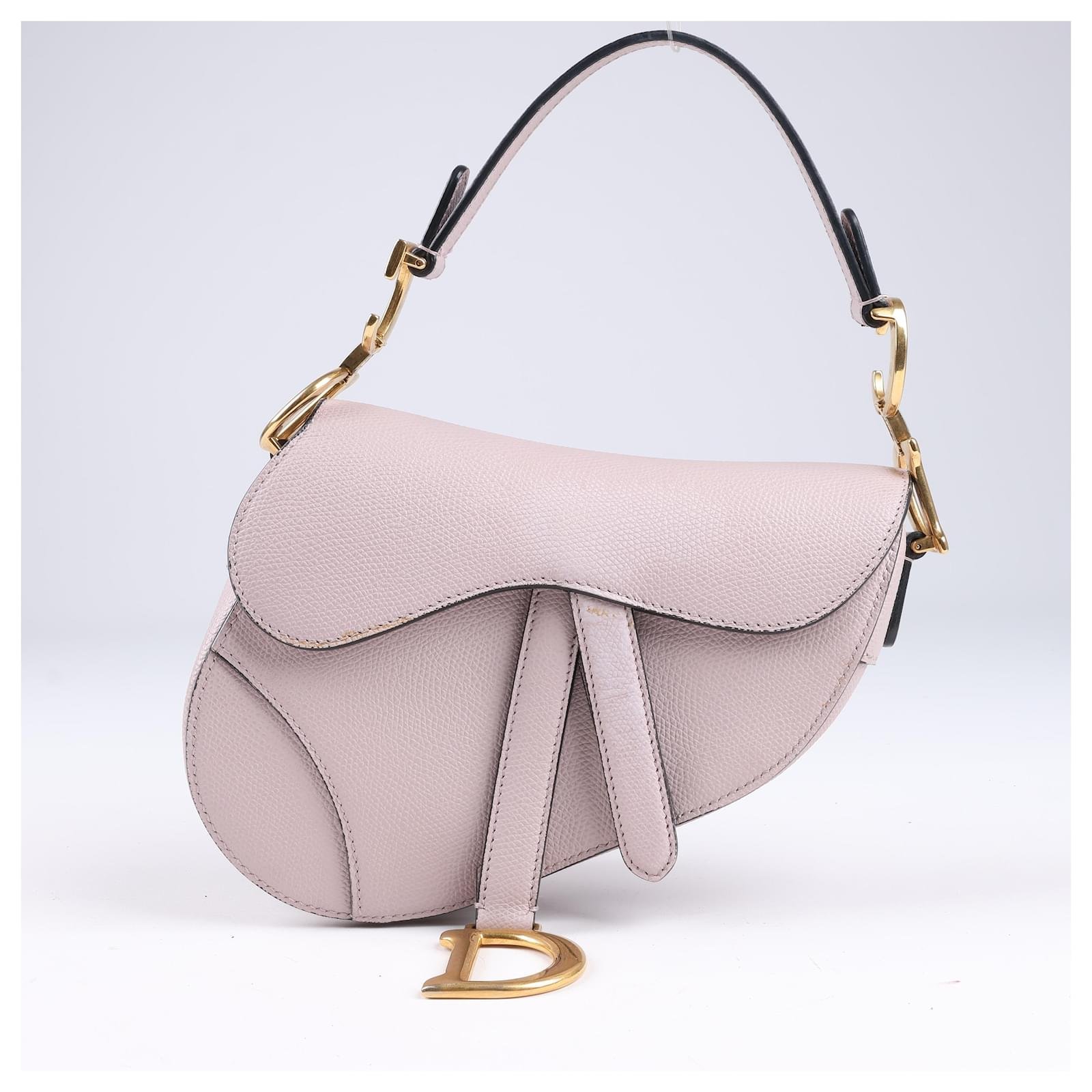 Saddle Bag with Strap Blush Grained Calfskin