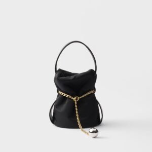 Prada Petit Sac Noir Mini Re-nylon And Nappa Leather Bucket Bag