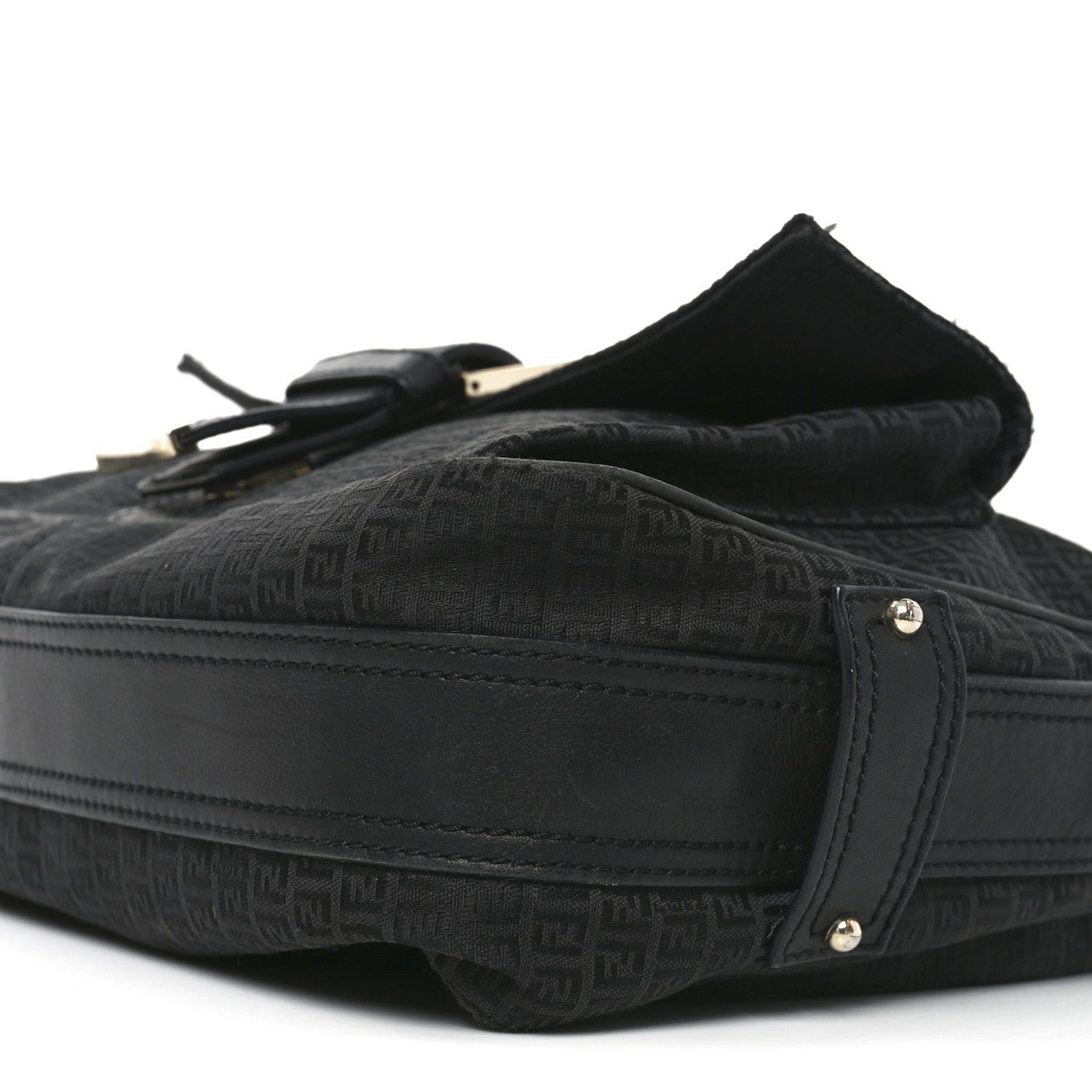 Baguette Black Zucca Canvas Bag with Leather Trim - Image 9