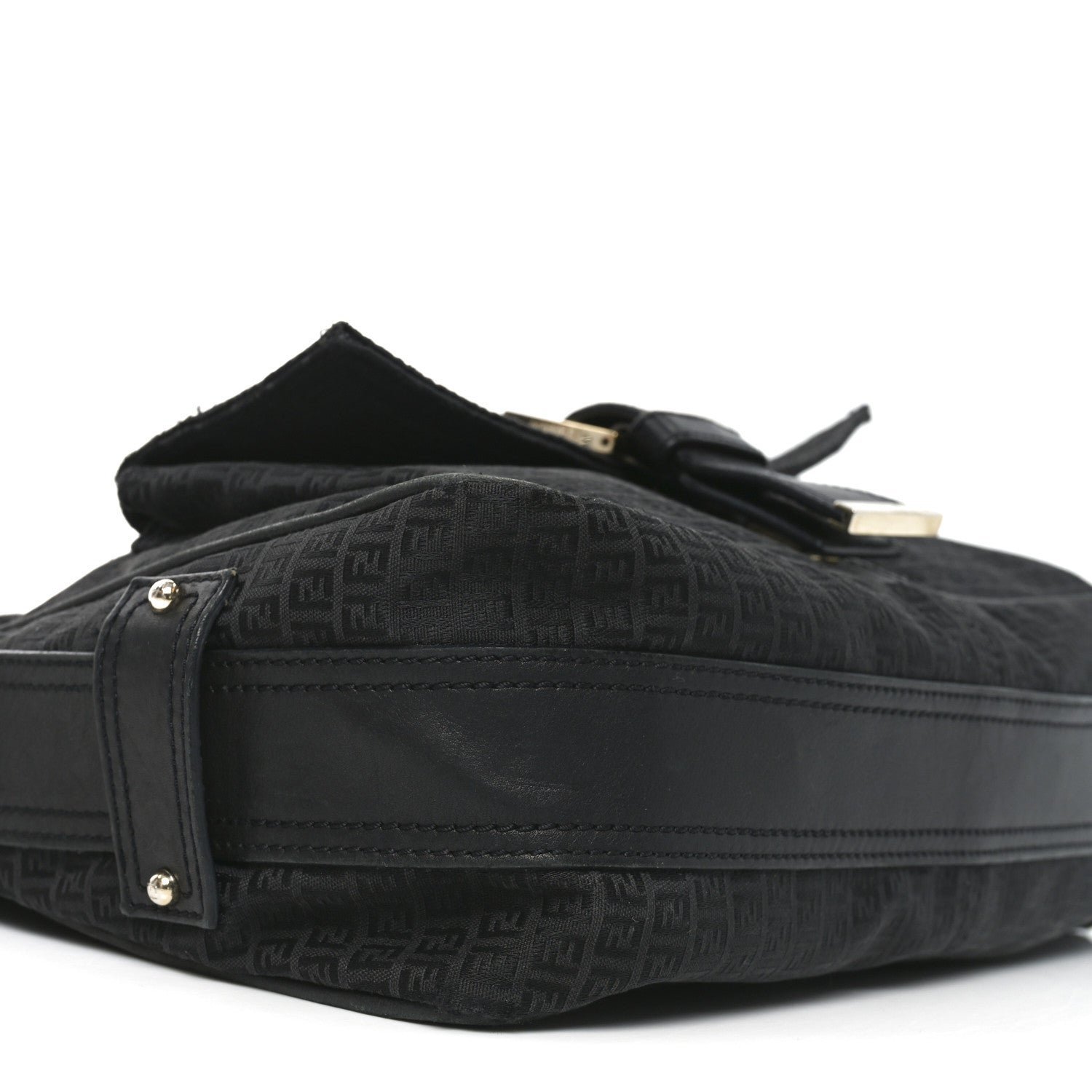 Baguette Black Zucca Canvas Bag with Leather Trim - Image 8