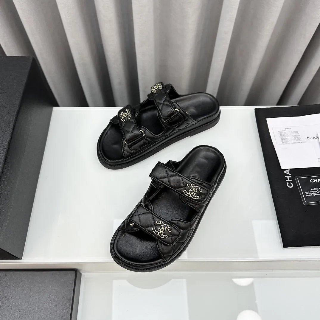 dad sandals black lambskin mules - Image 3