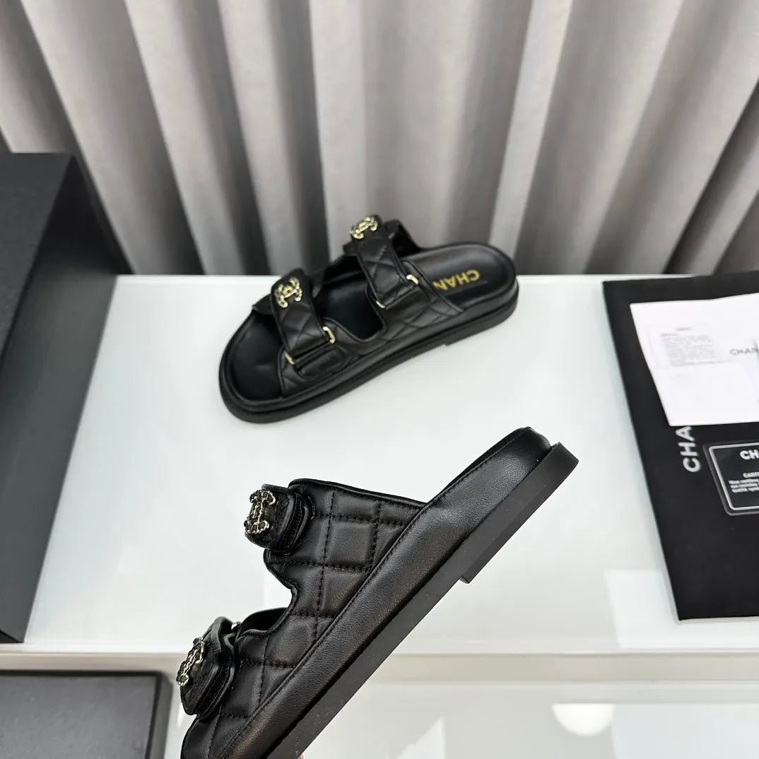 dad sandals black lambskin mules - Image 4