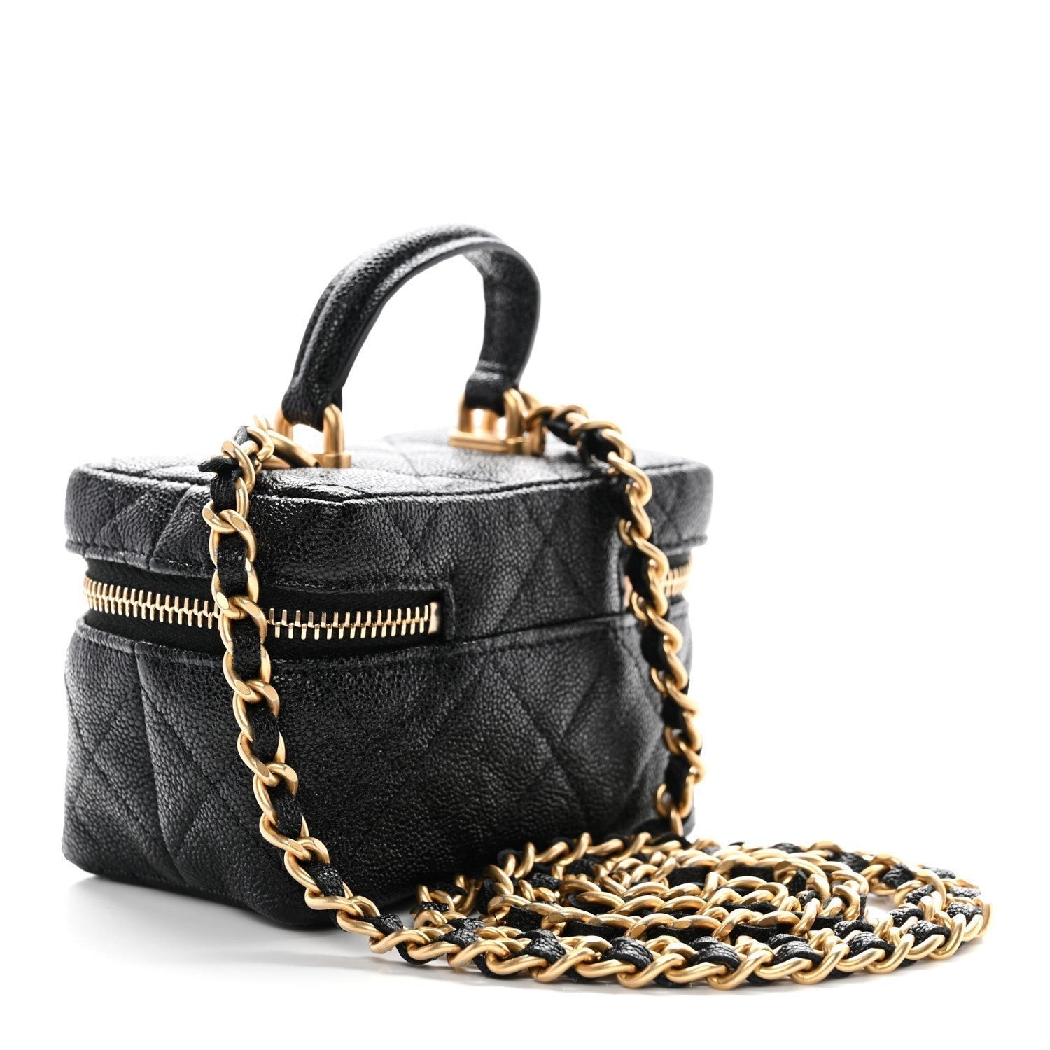 Caviar Quilted Mini Top Handle Vanity With Chain Black - Image 3