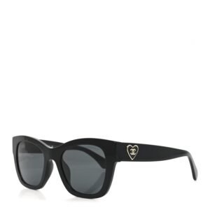 Acetate Square CC Heart Sunglasses 5478-A Black