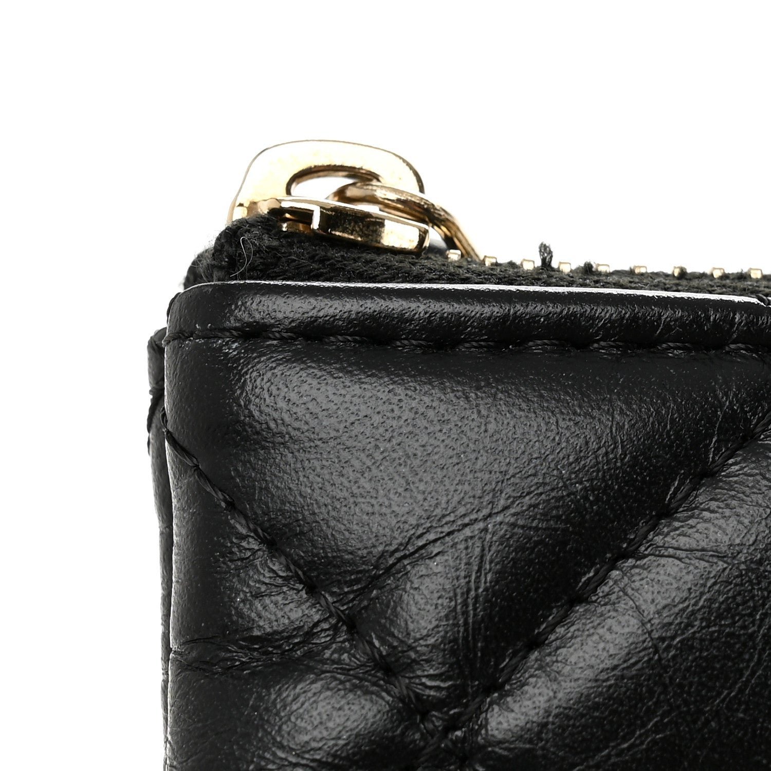 Aged Calfskin Quilted Medium Lucky Charms Cosmetic Case Black - Image 9