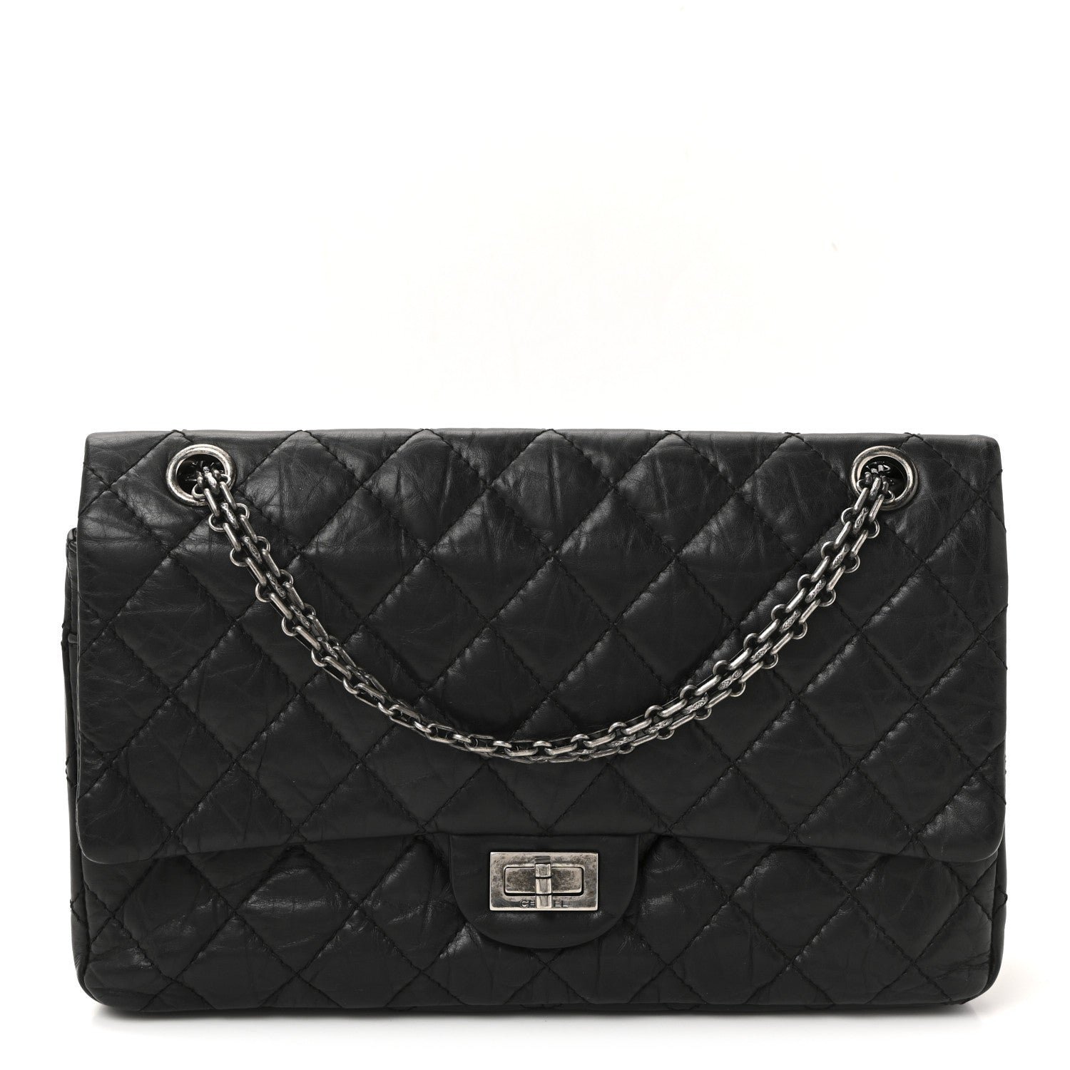 Aged Calfskin Quilted 2.55 Reissue 226 Flap Black