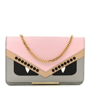 Fendi Vitello Elite Monster Eyes Studded Tube Wallet on Chain