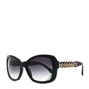 Acetate Metal Chain Square Sunglasses 5305 Black