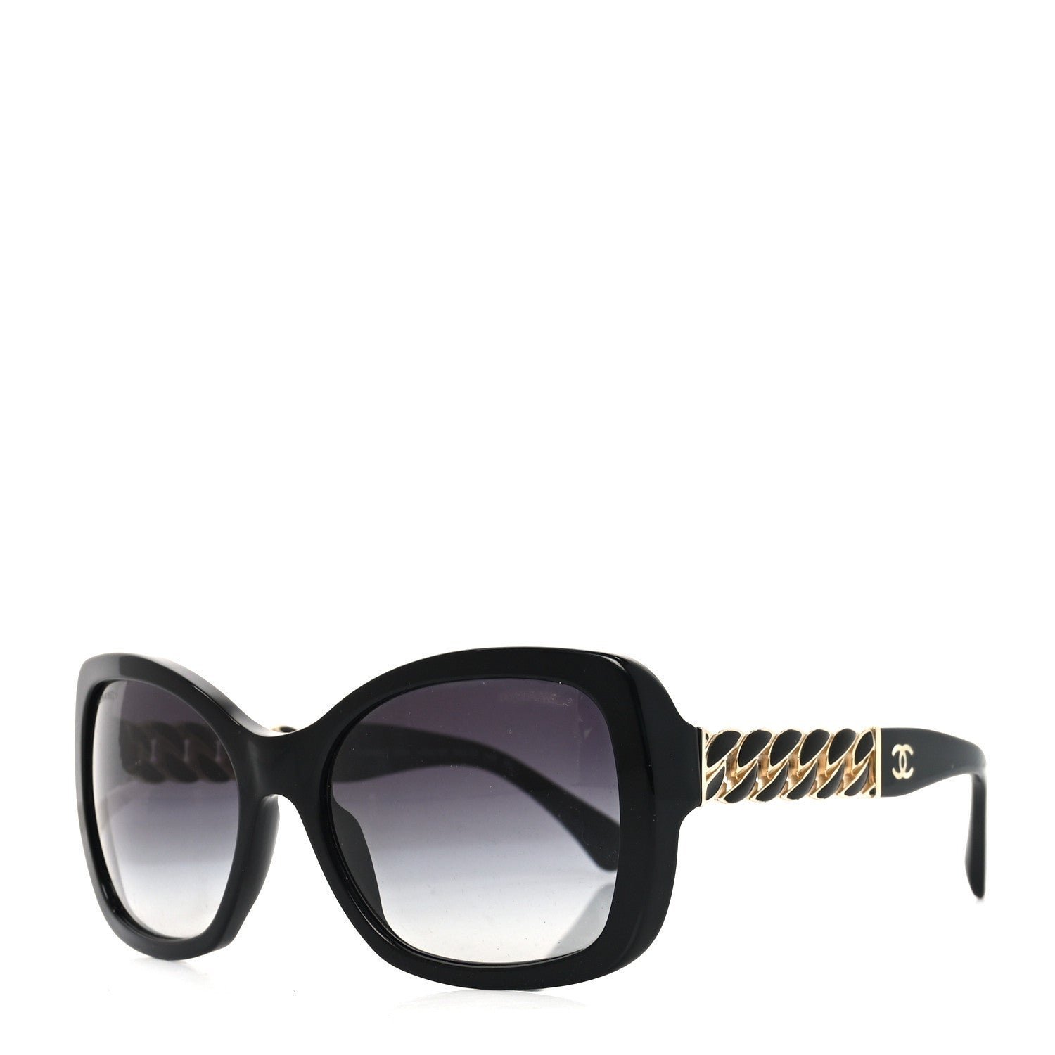 Acetate Metal Chain Square Sunglasses 5305 Black
