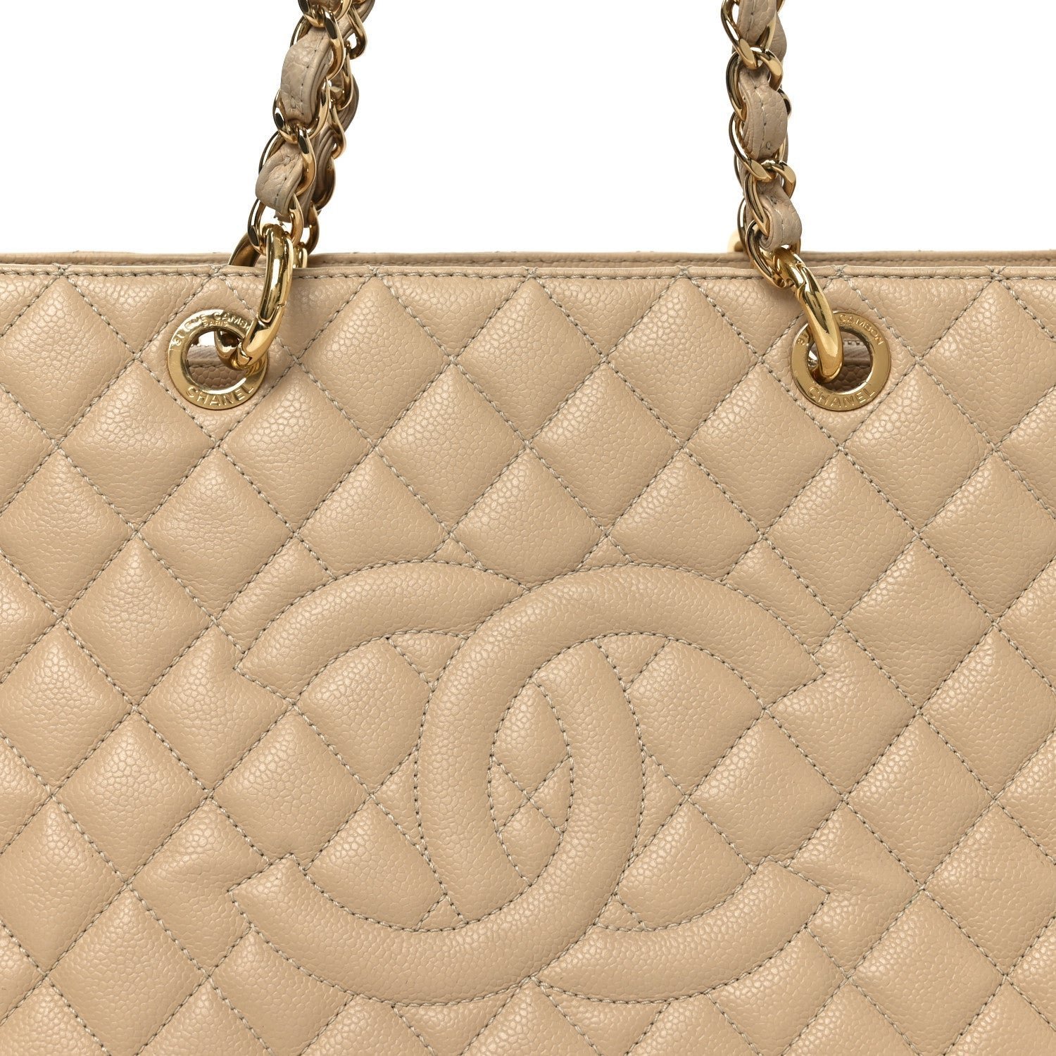 Caviar Quilted Grand Shopping Tote GST Beige - Image 8
