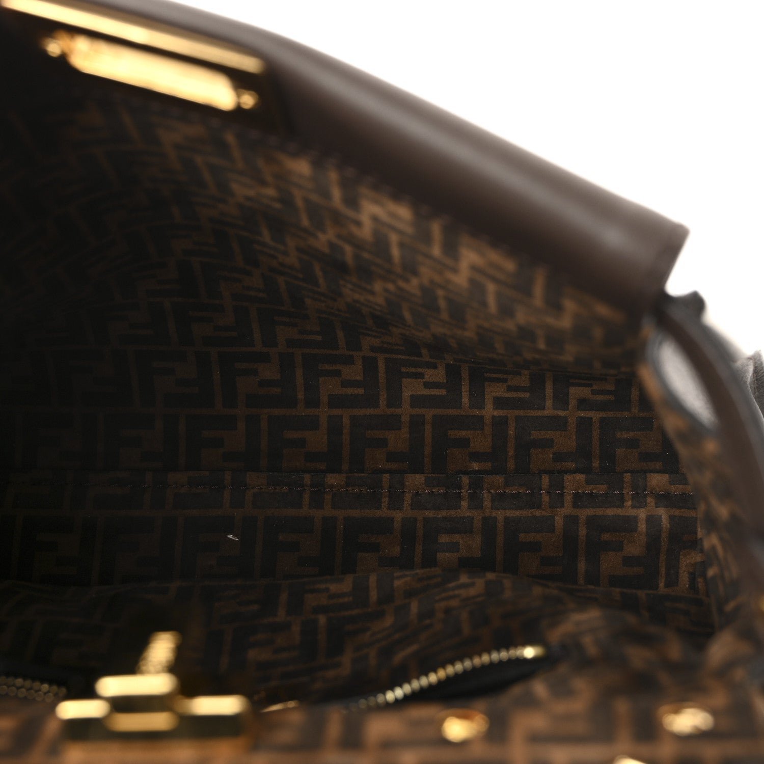 Fendi Vitello Seta Suede FF Mini Peekaboo Iconic Satchel - Image 5