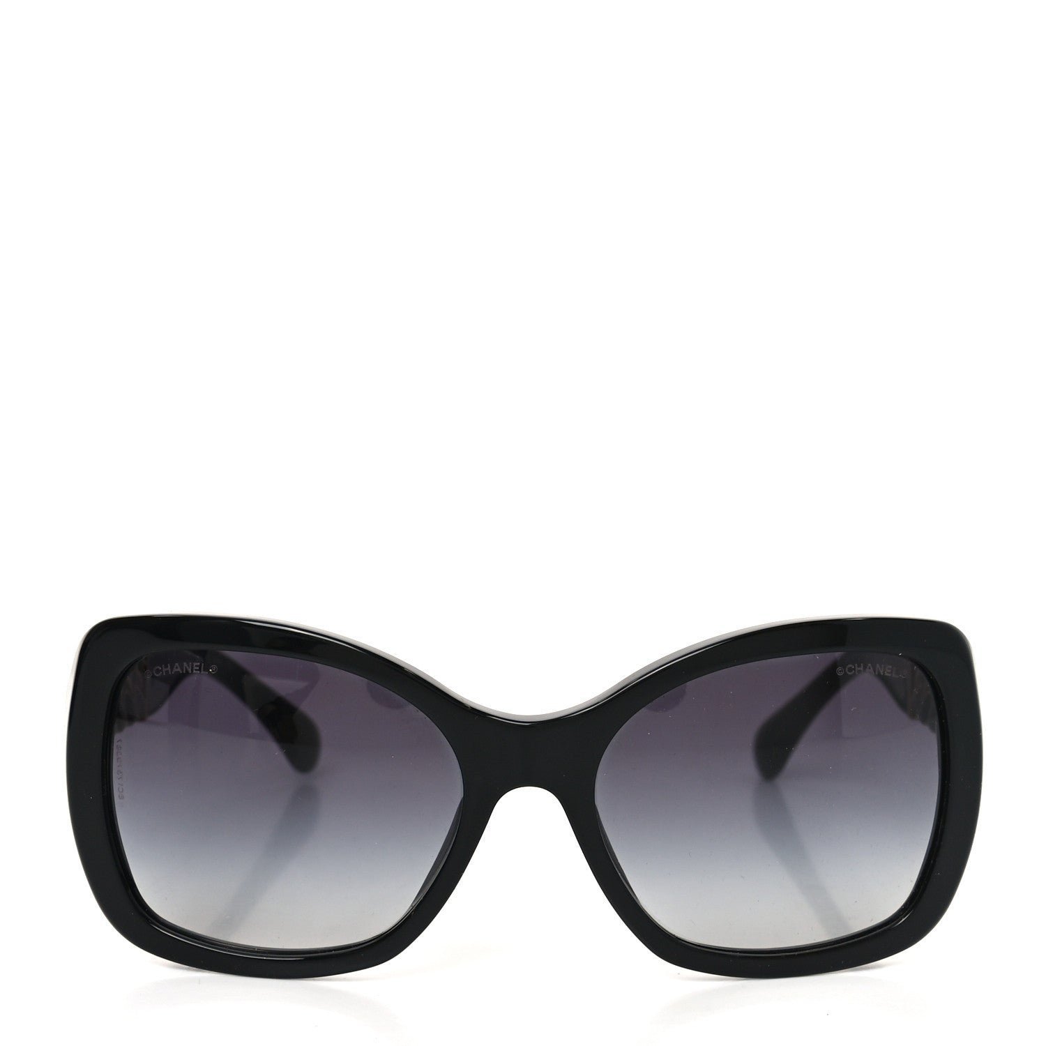 Acetate Metal Chain Square Sunglasses 5305 Black - Image 2