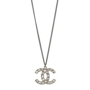 Baguette Crystal CC Necklace Silver